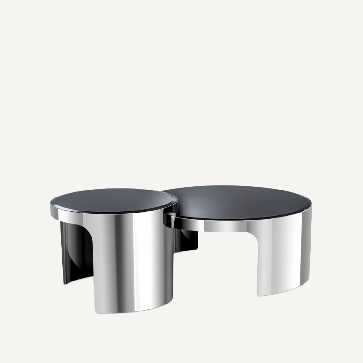 Table basse argentée en verre noir (lot de 2)