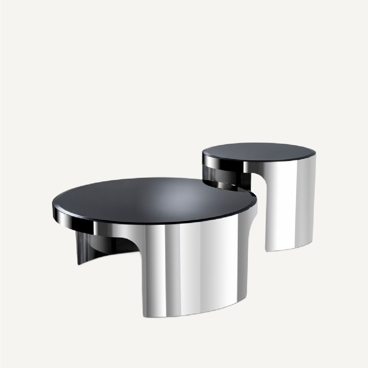 Table basse argentée en verre noir (lot de 2)
