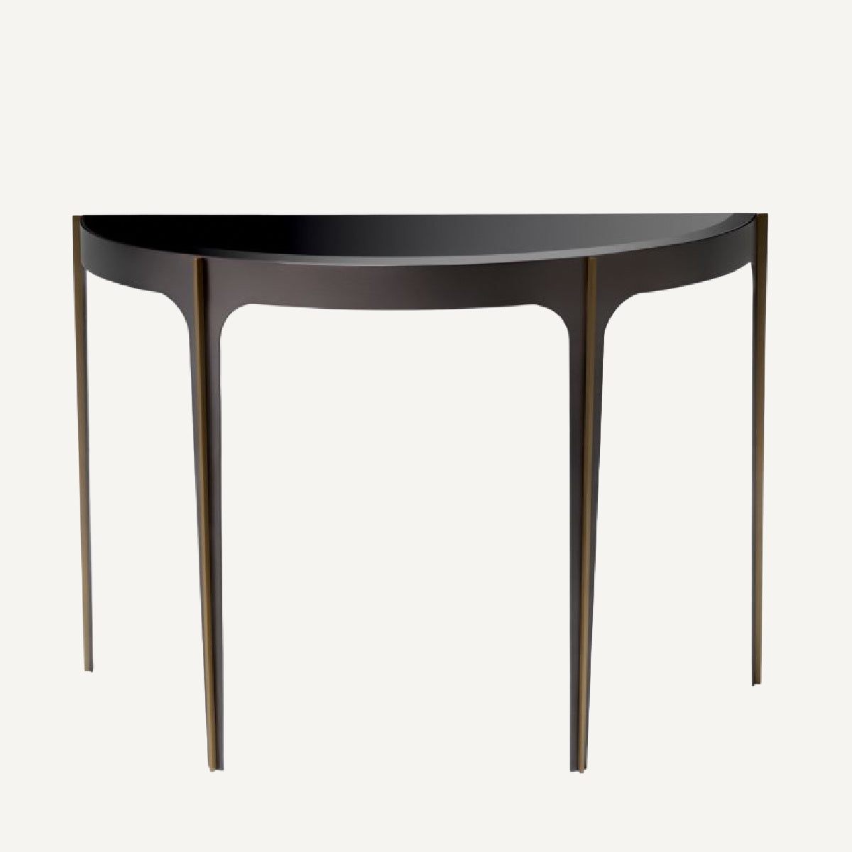 Console en bronze et verre noir