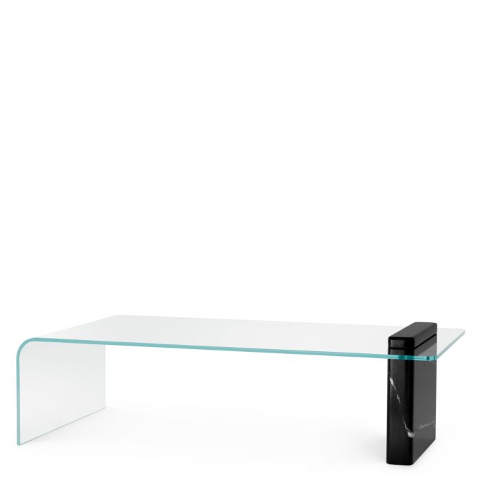 Table basse en marbre noir et verre transparent