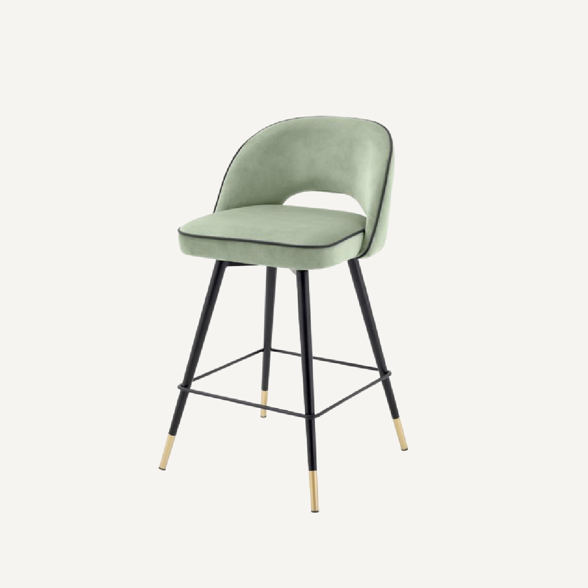 Chaise de comptoir en velours vert (lot de 2)